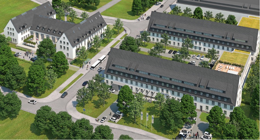 Visualisierung der drei Gebäude im Pioneer Park